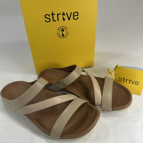 NEW Strive Footwear TRIO Orthotics Arch Support Leather Sandals Shoes Cream sz 7