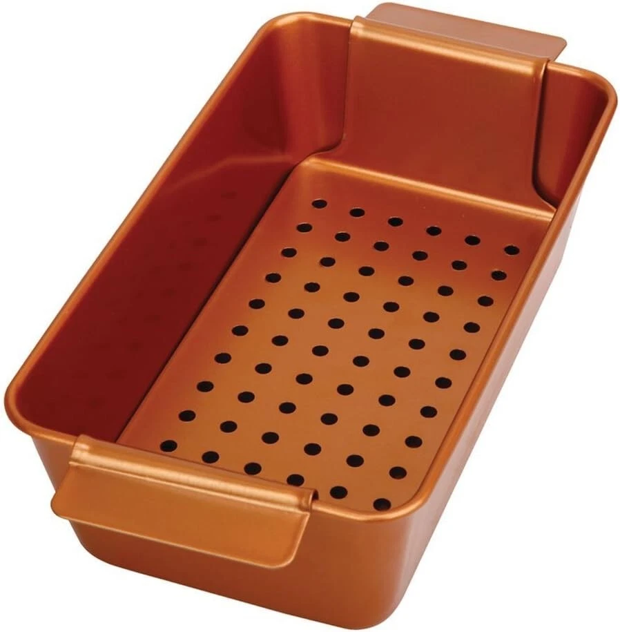 Non-Stick Meatloaf Pan 2 Piece Healthy Meatloaf Pan Set Copper Coating