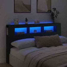 Testiera LED Nera 180x18,5x103,5 cm Legno Multistrato