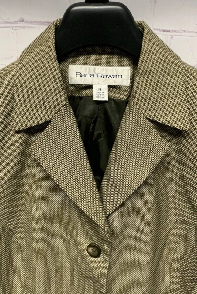 Rena Rowan Size 16 Tan Brown Skirt Suit: 35" Skirt Waist - Image 3 of 4