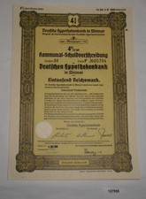 1000 RM Schuldverschreibung Deutsche Hypothekenbank Weimar 30. Mai 1941 (127955)