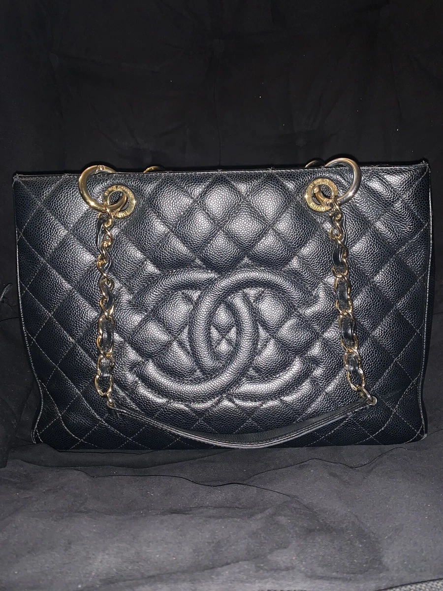 Chanel Grand Shopping Tote GST in beige clair caviar leather with