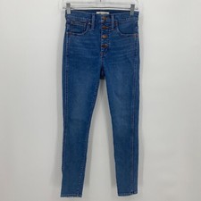 Madewell Women's 10" High Rise Skinny Jeans Casual Buttons Medium Blue Size 25