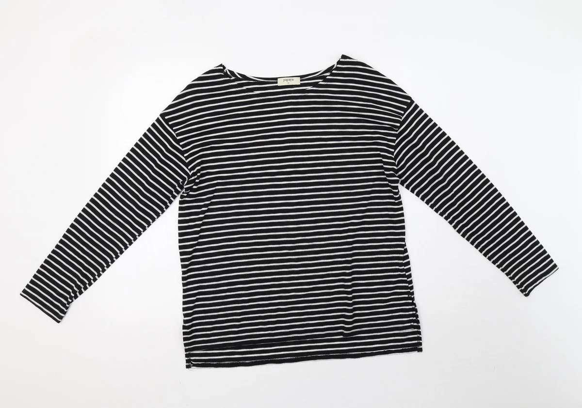 Matalan Womens Blue Striped Viscose Pullover Sweatshirt Size M Pullover