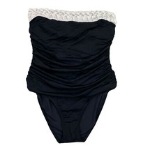 Jantzen Womens Black Beach Casual Pull On Bikini Bandeau One Piece Size Medium