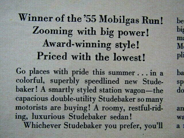 1955 Studebaker Station Wagon & Sedan Vintage Original Print Ad-8.5 x 11" - Image 4 of 4