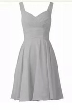 ANTS Bridal Women’s V-neck Gown Silver Chiffon US Size 6 -EUC