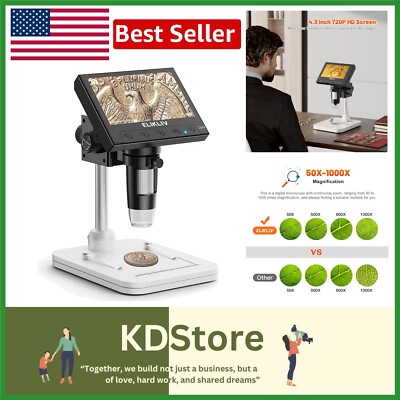 Versatile 1000x Coin Microscope with Adjustable LED Lighting - PC Compatible