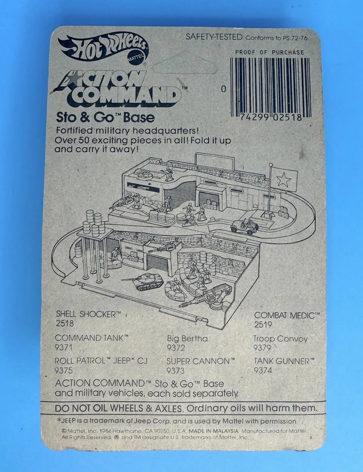 Vintage Hot Wheels Shell Shocker Action Command #2518 Tank Army 1984 NOC  - Image 2 of 2