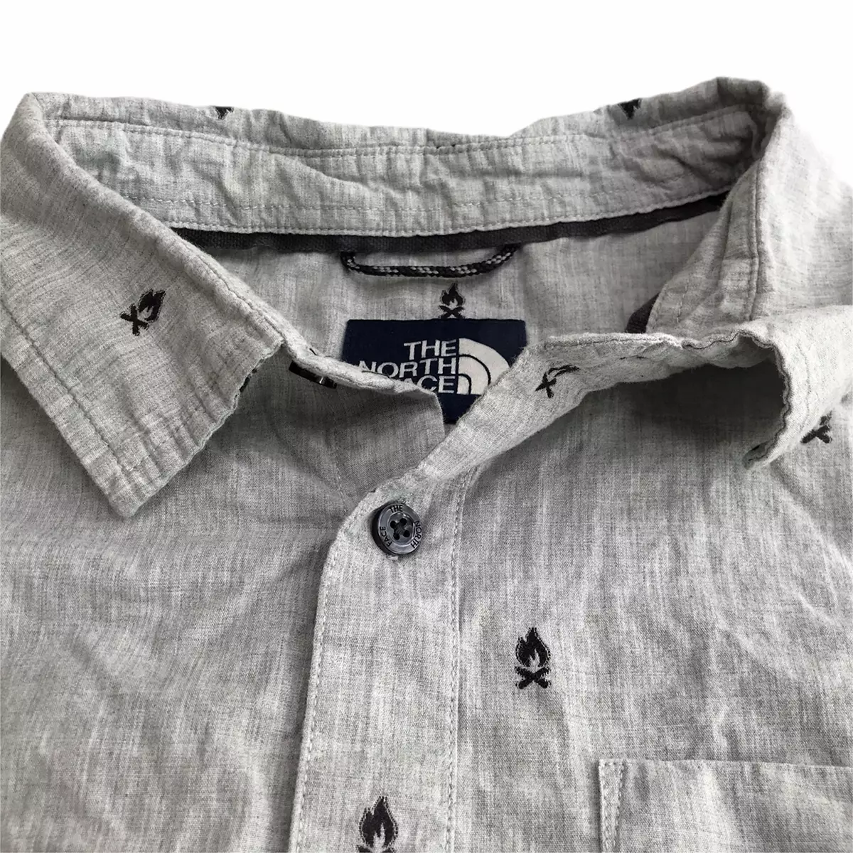The North Face Men s Button Down Shirt Short Sleeve Campfire Embroidered Design