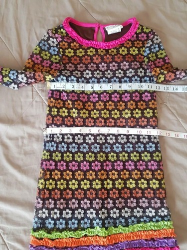 Emily Rose Girls Dress Size 8 Floral Ruffle Mesh Colorful Back to school Winter - Picture 10 of 12