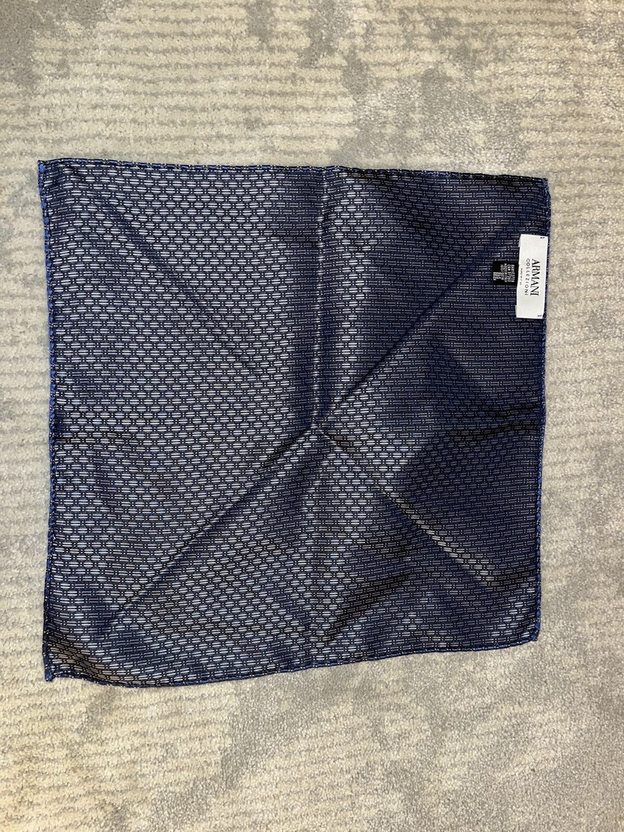 ARMANI COLLEZIONI Mens Pocket Square Handkerchief Blue Size 12.5