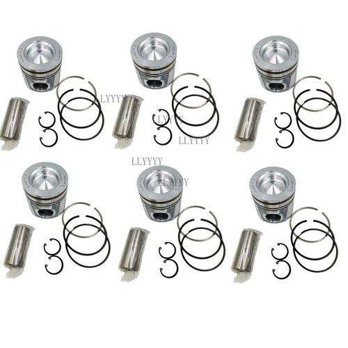Juego de 6 pistones + anillo + pasador de pistón para Cummins para Dodge Ram 2004-2007 5,9 L 24 V - Imagen 4 de 10