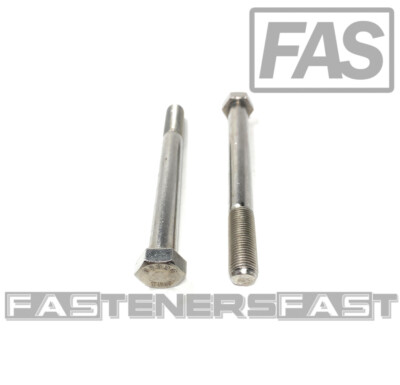 (2) 1/2-20x5 Stainless Steel Hex Cap Screws Hex Bolts (UNF) FINE THREAD
