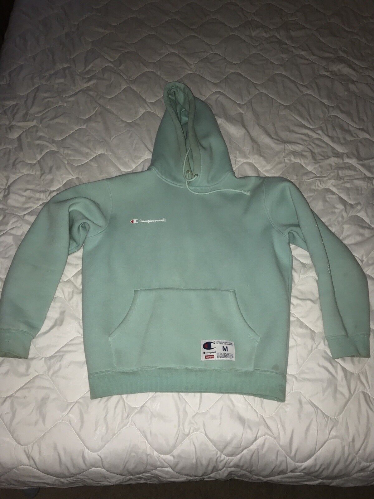 en milliard Forsendelse ale Supreme x Champion Hoodie Hooded Sweater FW16 Light Aqua Blue Medium | eBay