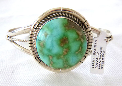 Navajo Dave Skeets Sonoran Gold Turquoise Cuff Bracelet 925 Sterling Silver NWT