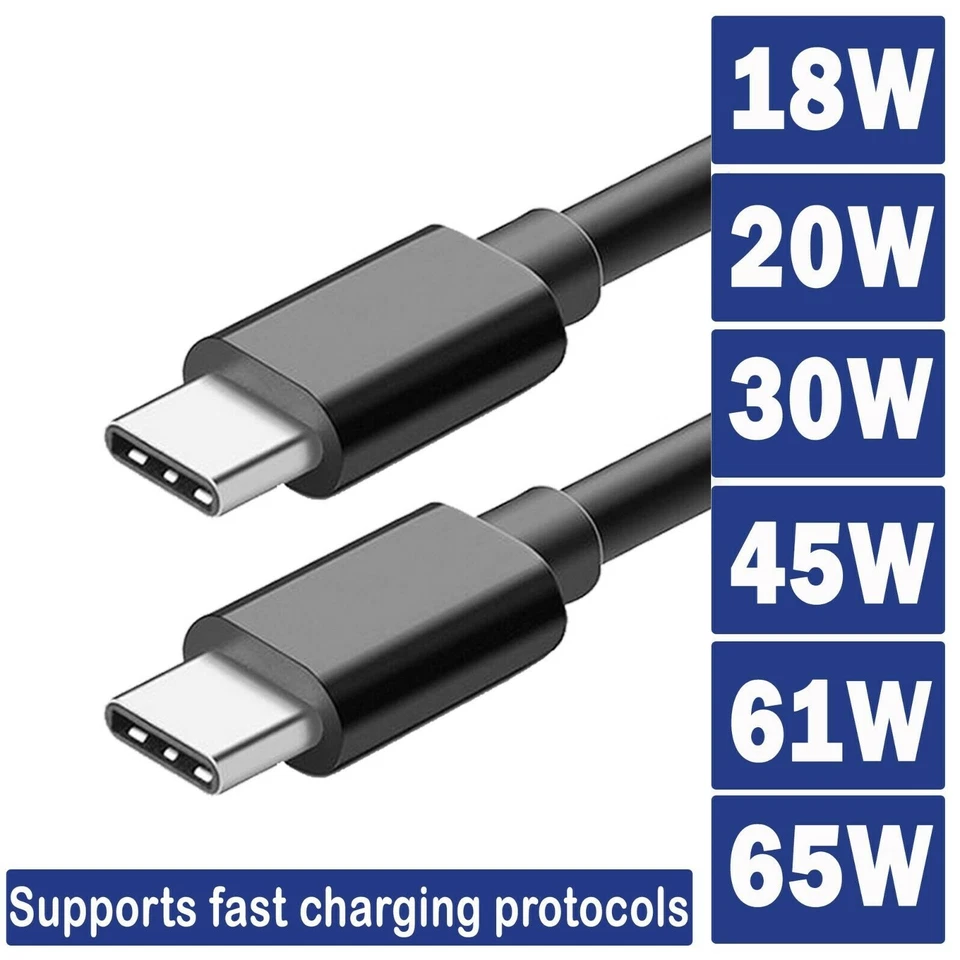 USB C To USB C Fast Charger PD 60W Type C Phone iPad MacBook laptop Samsung Lot - Image 4 of 4