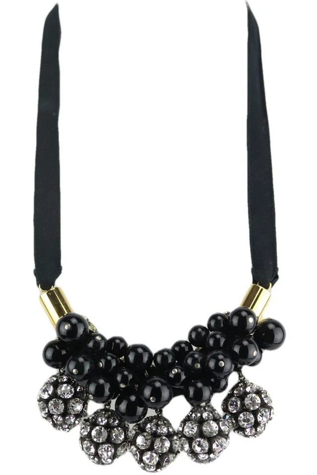 MARNI GOLD TONE CRYSTAL EMBELLISHED BEAD NECKLACE