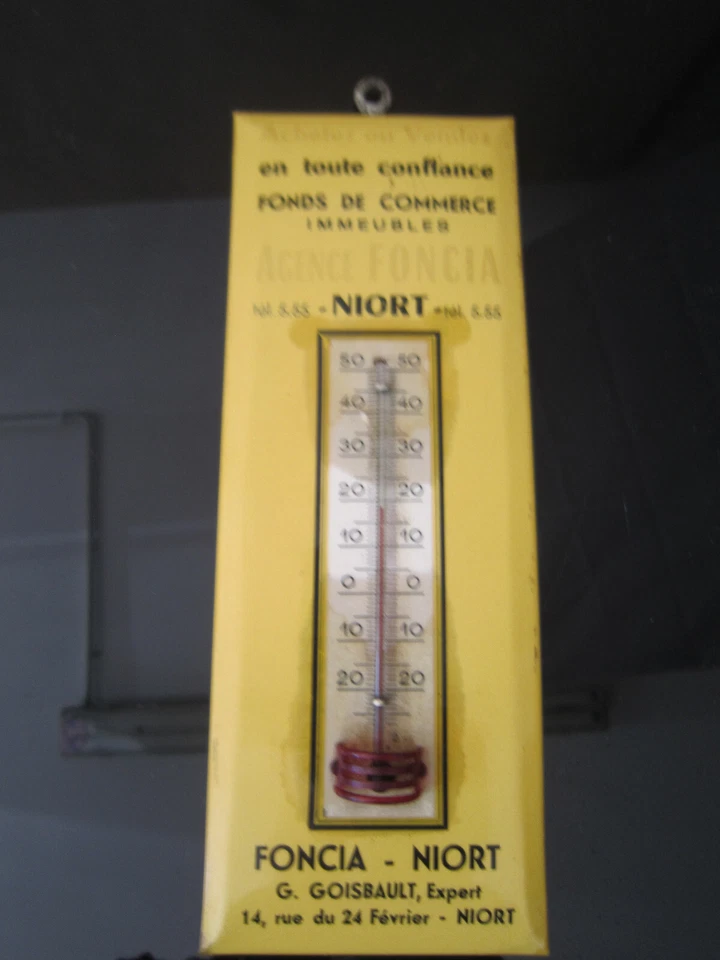 THERMOMETRE GLACOIDE PUBLICITAIRE NIORT AGENCE FONCIA FONDS DE COMMERCE IMMEUBLE - Photo 1/4