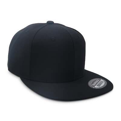 Blank Snapback Hat Flat Bill Trucker Mesh Cap Plain Solid Adjustable Unisex OS