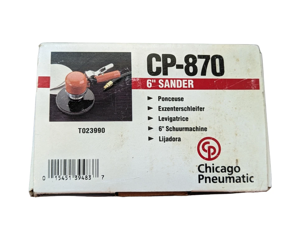 Lijadora neumática Chicago 6 pulgadas CP-870 herramienta de órbita aleatoria/rotativa con manual de caja Foto 3 de 4
