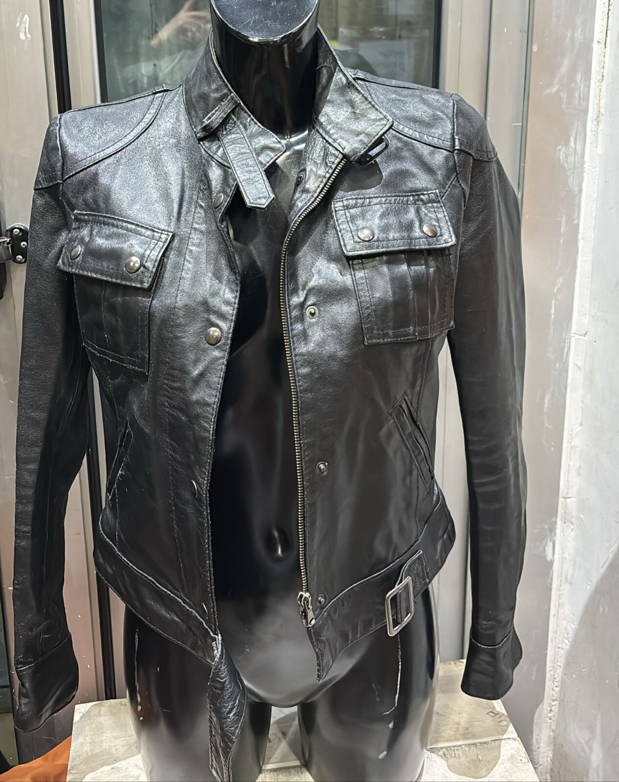 SASCH Vintage Black Leather Jacket For Women Size S LLD509