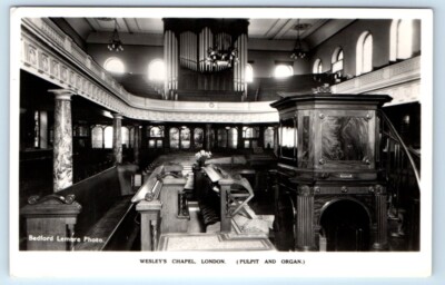 RPPC Wesley's Chapel interior - London - ENGLAND UK Bedford Lemare Postcard