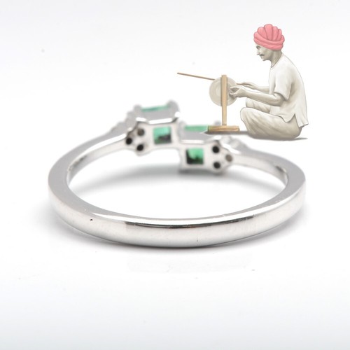 925 Sterlingsilber Quadratschliff natürlicher Smaragd Bandring Valentinstag Geschenk - Bild 4 von 7