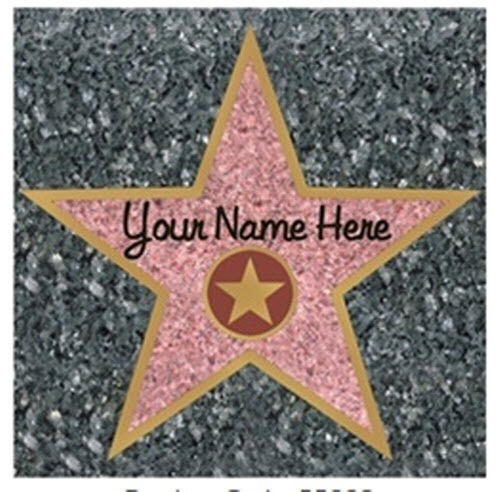 HOLLYWOOD WALK OF FAME STAR Wandaufkleber 1 großes Aufkleber SIE FÜGEN JEDEN NAMEN Bürgersteig hinzu - Bild 1 von 1