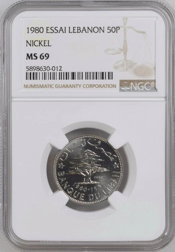 LEBANON , ESSAI 50 PIASTRES 1980  FAO SERIES - NGC MS 69 - TOP POP (DL)  , RARE