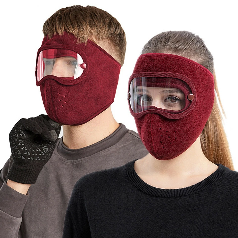 Máscara facial balaclava inverno quente lã com óculos antiembaçante tampa caveira à prova de vento - Imagem 4 de 4