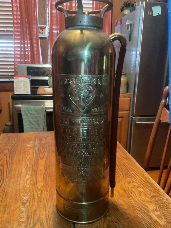Vintage Excellent Elkhart Brass Mfg Co. Fire Extinguisher