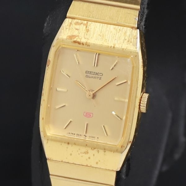Seiko Seiko Five 2B21-5020 Gold Dial Ladies Watch Working QZ Used