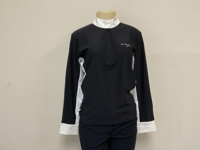 IAGO Bella LS Women Competition Polo Shirt XL Black Long Sleeve Show Riding NWT