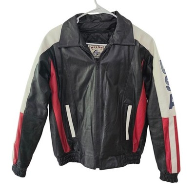 Wilda Genuine Leather USA Flag Jacket Youth Size XXLarge