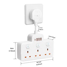 Multi Plug Extension Lead Wall Socket Adaptor USB Mains Gang Board Surge UK