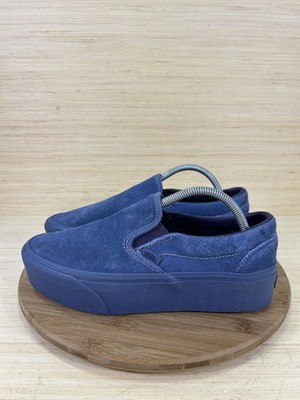 Vans Classic Slip On Stackform Blue Suede Slip On Shoes Unisex Mens Size 9.5