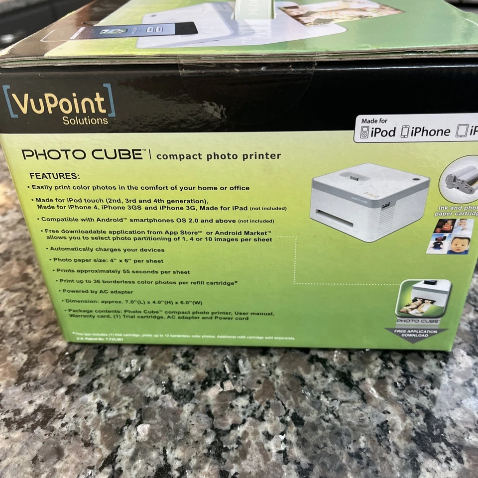 Vupoint Solutions Photo Cube Compact Photo Printer IP-P10-VP New Factory SEALED - Image 3 of 4