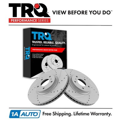 TRQ Performance Front Drilled Slotted Coated Brake Rotor Set for Infiniti Nissan