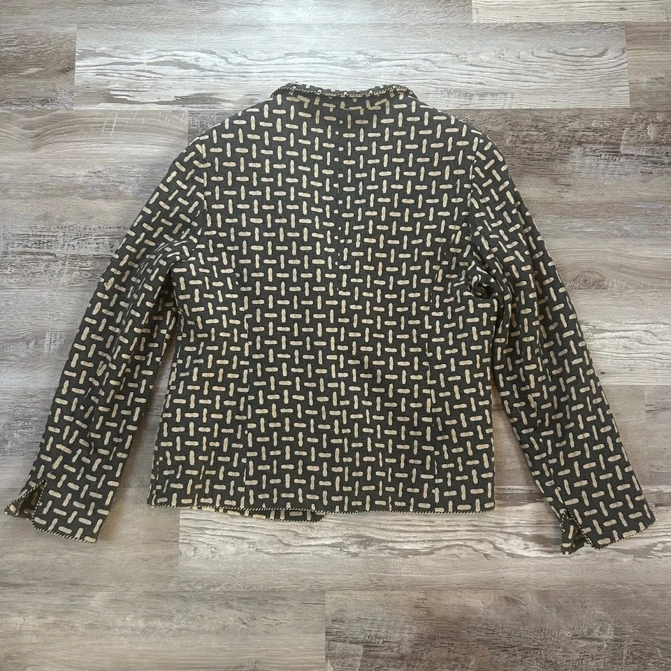 Nina McLemore 灰色羊毛混纺西装外套纹理图案 16 码 — 第 4/4 张图片