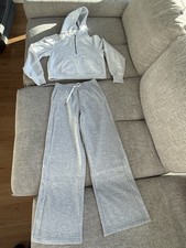 Gray Hooded Zip Hoodie  Drawstring Pants Sweatsuit