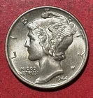 1944 Choice Uncirculated US Mercury SILVER Dime "Philadelphia" Mint! Old US Coin