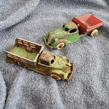 Vintage Hubley Cast Iron Truck Lot Dump Truck Stake Truck 1930s