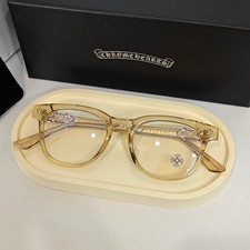 Chrome Style Hearts Light Brown Frame Glasses Women Men Eyewear