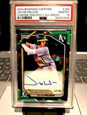 2024 Bowman Sapphire #52/99 Jacob Wilson Chrome Prospect AU-Green #JWI Gem Mt 10