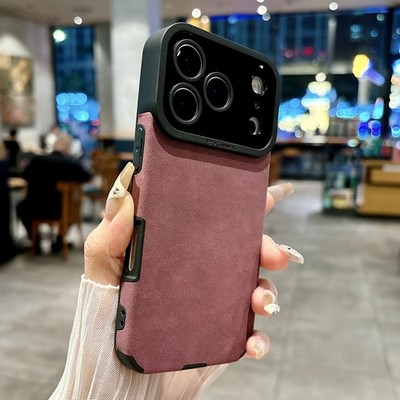 For iPhone 17 16 Pro Max Air 15 14 13 12 11 Suede Leather ShockProof Case Cover