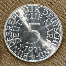 Germany 5 Mark 1971 G - BU - Silver