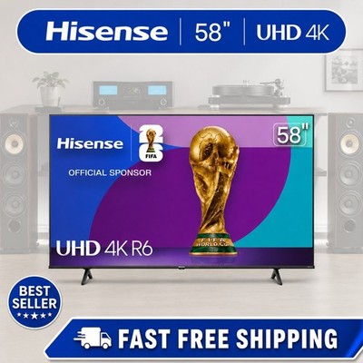 Hisense 58'' 4K UHD Smart Roku TV HDR R6 Series Smart LED Television WiFi - NEW
