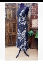 Embroidered, lined, dark brown and cream floral evening gown  UK 8 /EU 36