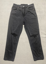 NWT American Eagle Mom Jeans Womens Size 6 X-Short 28W Destroyed Black Strigid